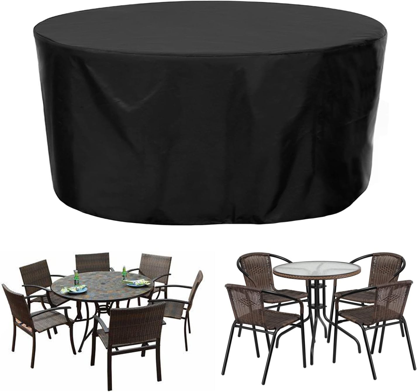 Waterproof Patio Sofa Cover 126' D x 39' H, Extra Large Outdoor Furniture Set Covers, Outdoor Garden Table Set Cover, Round Patio Dining Table and Chairs Set Cover (320x100cm)