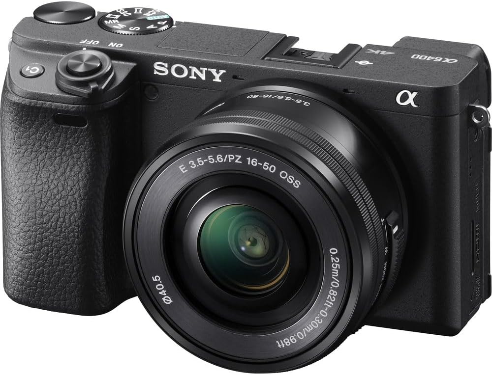 Sony Alpha a6400 Mirrorless Digital Camera with 16–50mm Power Zoom Lens (ILCE-6400L/B) – 24.2 MP APS-C, 4K Video, Real-Time Eye AF + 64GB Memory Card + NP-FW50 Battery and More