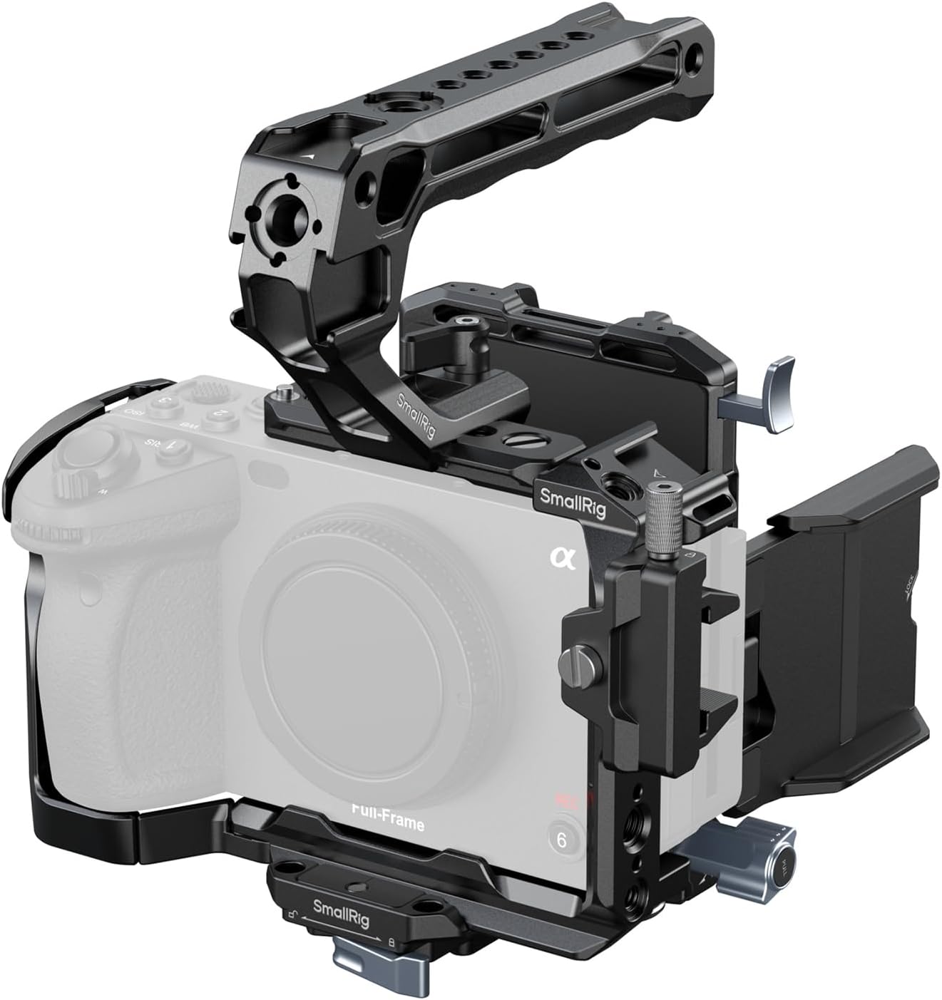 SmallRig Cage Kit for Sony FX3 / FX30 with Cage, V-Mount Battery Mount Plate, LCD Screen Protector, Top Handle, Cable Clamp for HDMI, NATO Rail - 5823