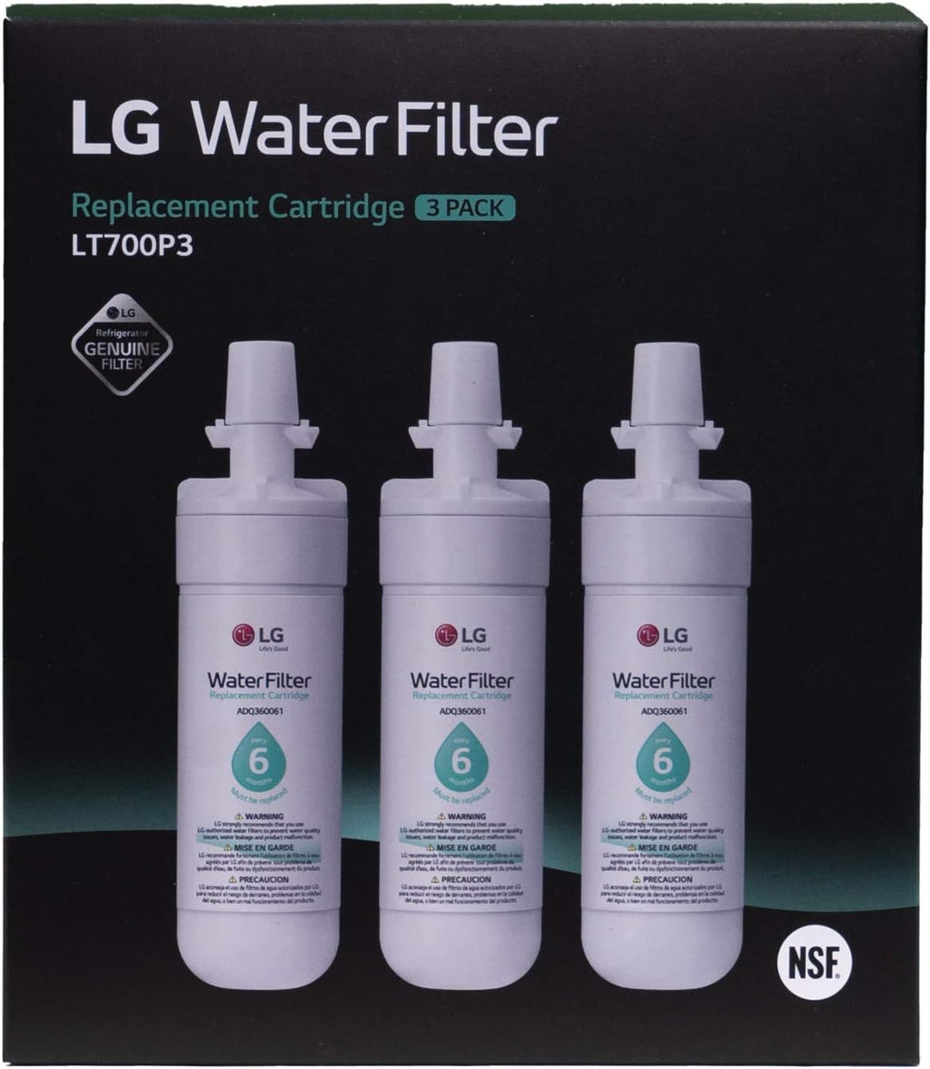 LG LT700P LT700P3 Refrigerator Water Filter, 3 Count (Pack of 1), White