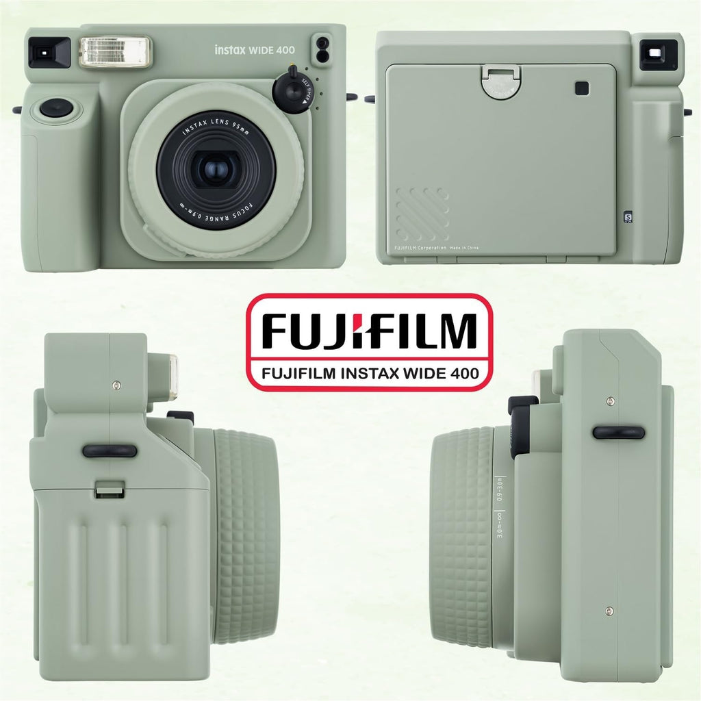 Fujifilm Instax Wide 400 Instant Film Camera (Sage Green) Bundle with Instax Wide Instant Film (40 Sheets), with Accessories Including Protective Carrying Case