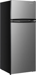 West Bend Apartment Refrigerator Freestanding Reversible Dual Doors Full Fridge with Freezer, Full-Range Temperature Control with Adjustable and Removable Door Bins and Shelves, 7.5-Cu.Ft, Metallic