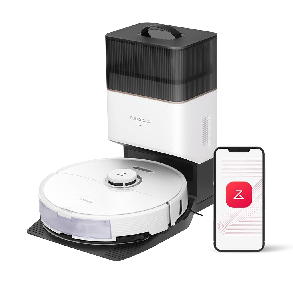 roborock S8+ Robot Vacuum, Sonic Mop with Self-Empty Dock, Stores up to 60-Days of Dust, Auto Lifting Mop, Ultrasonic Carpet Detection, 6000Pa Suction, White
