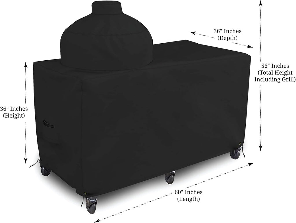 Big Egg Grill Outdoor Patio Covers 18 Oz Waterproof - 100% UV & Weather Resistant PVC Coated Patio Furniture Covers with Air Pockets & Drawstring for Snug fit (60' L x 36' W x 56' H, Black)