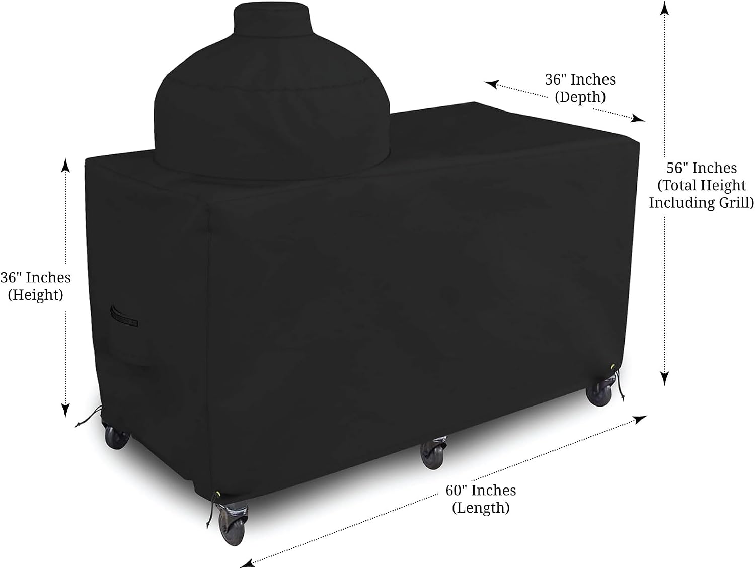 Big Egg Grill Outdoor Patio Covers 18 Oz Waterproof - 100% UV & Weather Resistant PVC Coated Patio Furniture Covers with Air Pockets & Drawstring for Snug fit (60' L x 36' W x 56' H, Black)