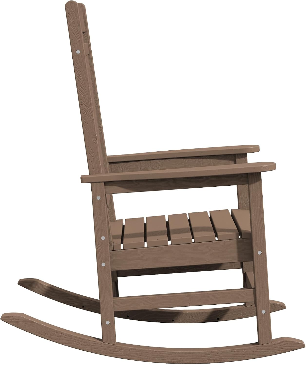 KINGYES Oversized Outdoor Rocking Chair Set of 2, High Density Polyethylene Patio Rocking Chairs with 330lbs Support for Adults, Brown