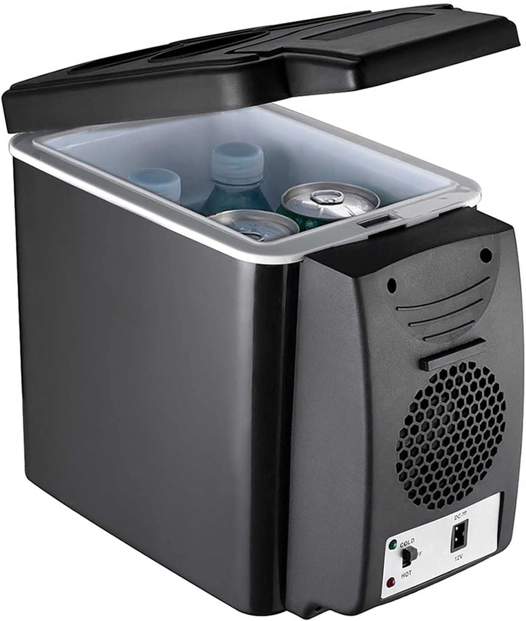 HELOU Portable Car Refrigerator, 6L Portable Home Refrigerator Mini Multi-Functional Food Drinks Warmer Cooler Fridge for Car Travel Beach Office,12V/24V/Household Voltage