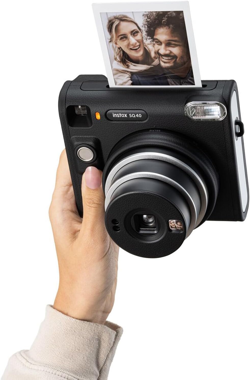 Fujifilm Instax Square SQ40 Instant Camera Vintage Black Bundle with Fuji Instax Film Value Pack (20 Exposures) + Carrying Case + Cleaning Cloth