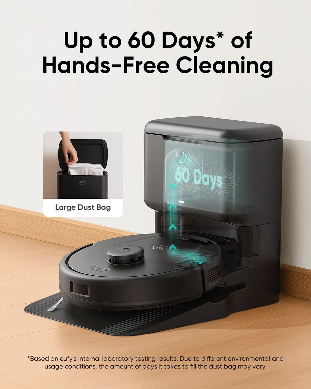 eufy L60 Robot Vacuum with Self Empty Station, Hair Detangling Technology, Up to 60 Days Hands Free Cleaning, 5,000 Pa Suction (Renewed)