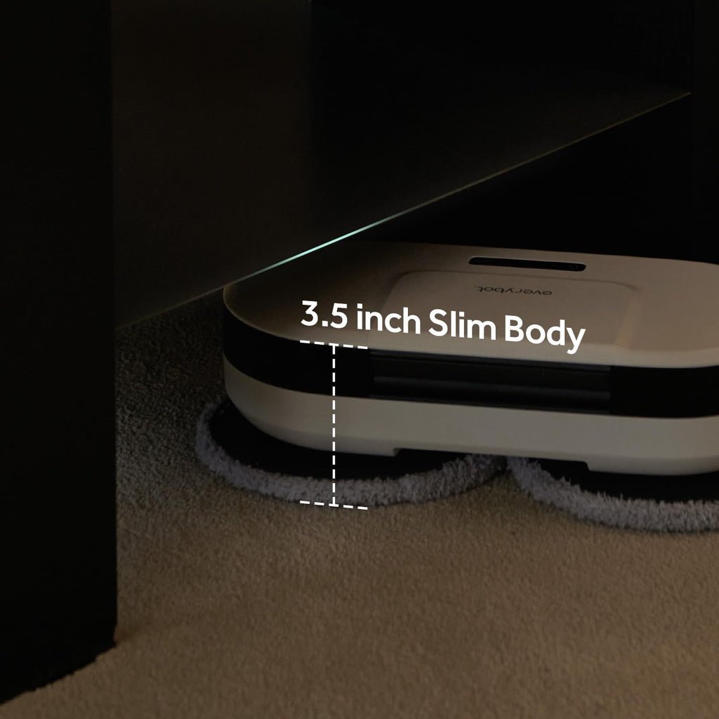 EVERYBOT EDEG2 Robot Mop Cleaner for Hard Floors, Dual Spin Powerful Mopping Removes Dust & Stains, Quiet Fast Cleaning, Slim Design for Under Furniture, Remote Control Included (No Wi-Fi/APP)