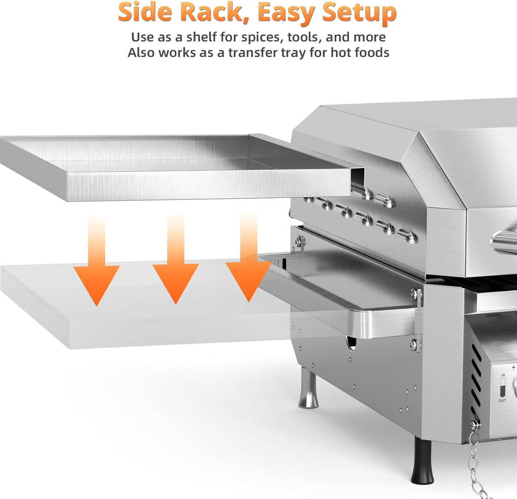 Tabletop Gas Grill, Stainless Steel Portable Propane Grill with Dual Storage Side Platforms – Compact & Powerful 16,000 BTU Dual-Burner BBQ Grill for Garden and Patio Backyard,Camping