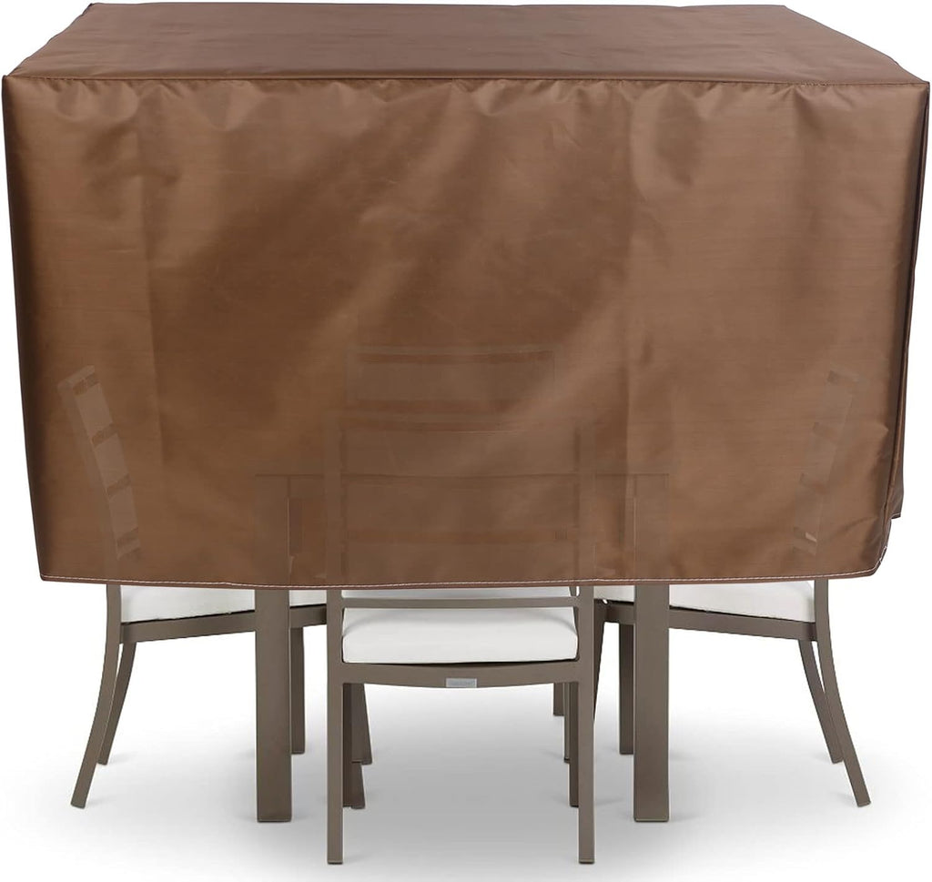YSUEFIJO Garden Furniture Covers Waterproof Rectangular 100x100x31in Patio Furniture Cover Brown 420D Oxford Fabric Rip Proof Heavy Duty Durable Anti-UV with Storage Bag Easy to Clean