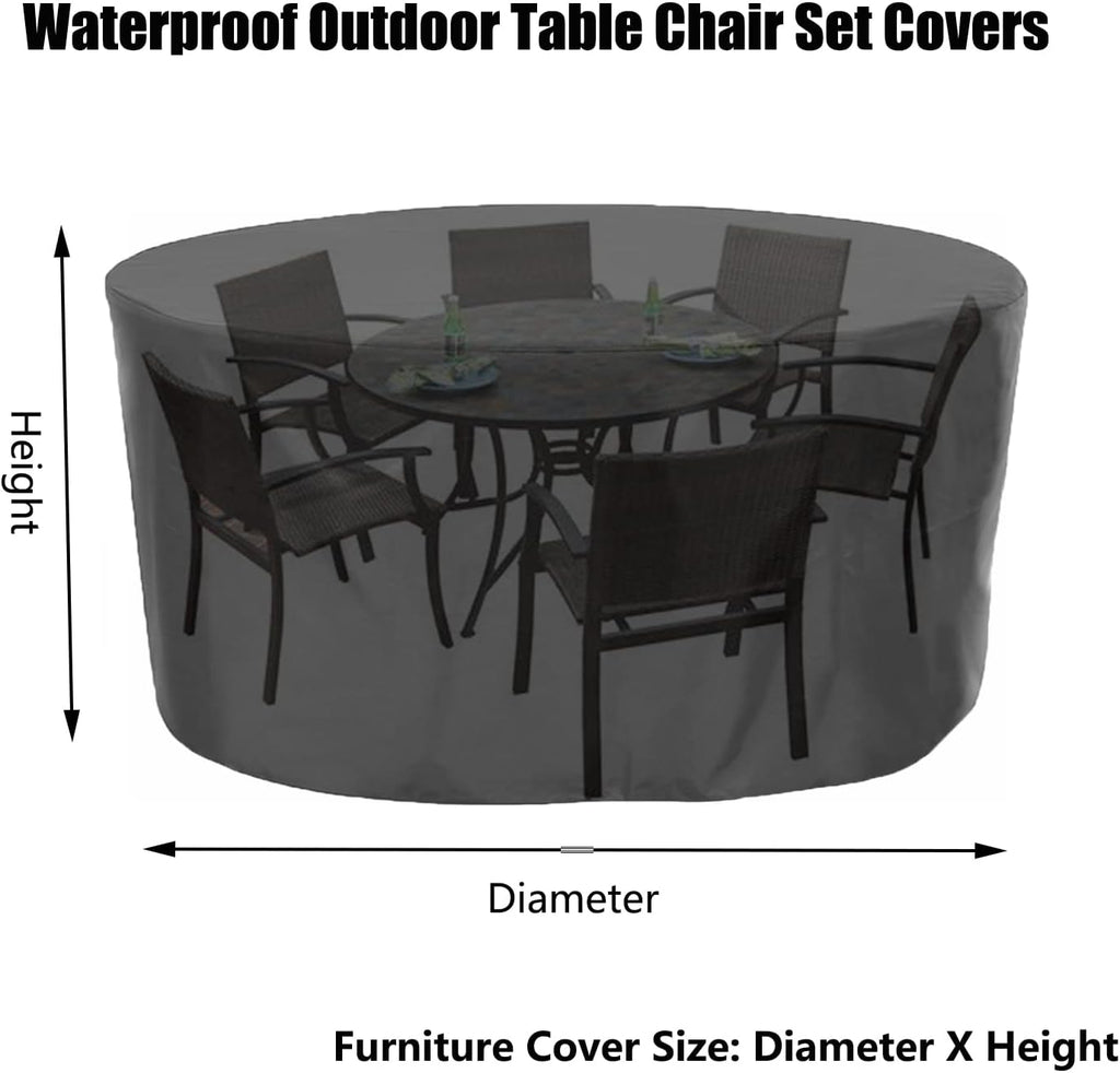 Waterproof Patio Sofa Cover 122' D x 39' H, Extra Large Outdoor Furniture Set Covers, Outdoor Garden Table Set Cover, Round Patio Dining Table and Chairs Set Cover (310x100cm)