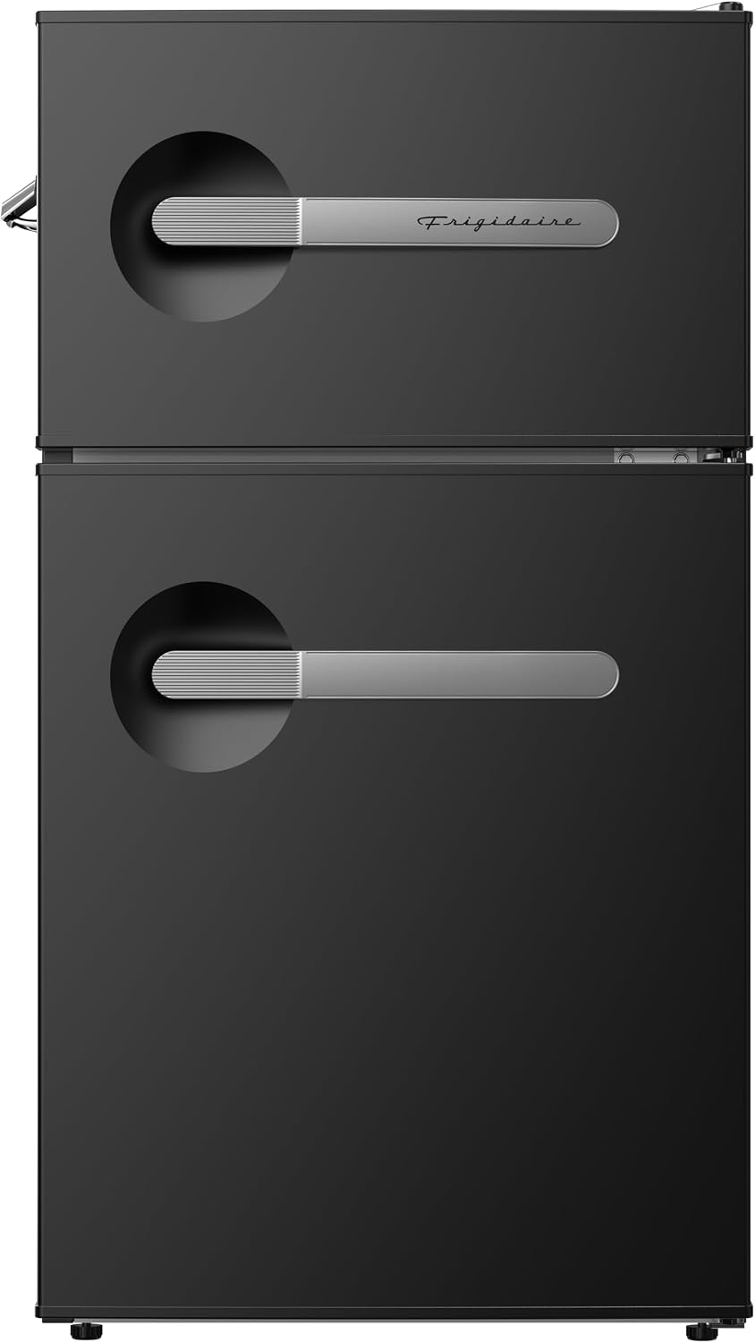 Frigidaire, 3.1 Cu. Ft. 2 Door Retro Series Compact Refrigerator, Built-In Side Bottle Opener, Onyx