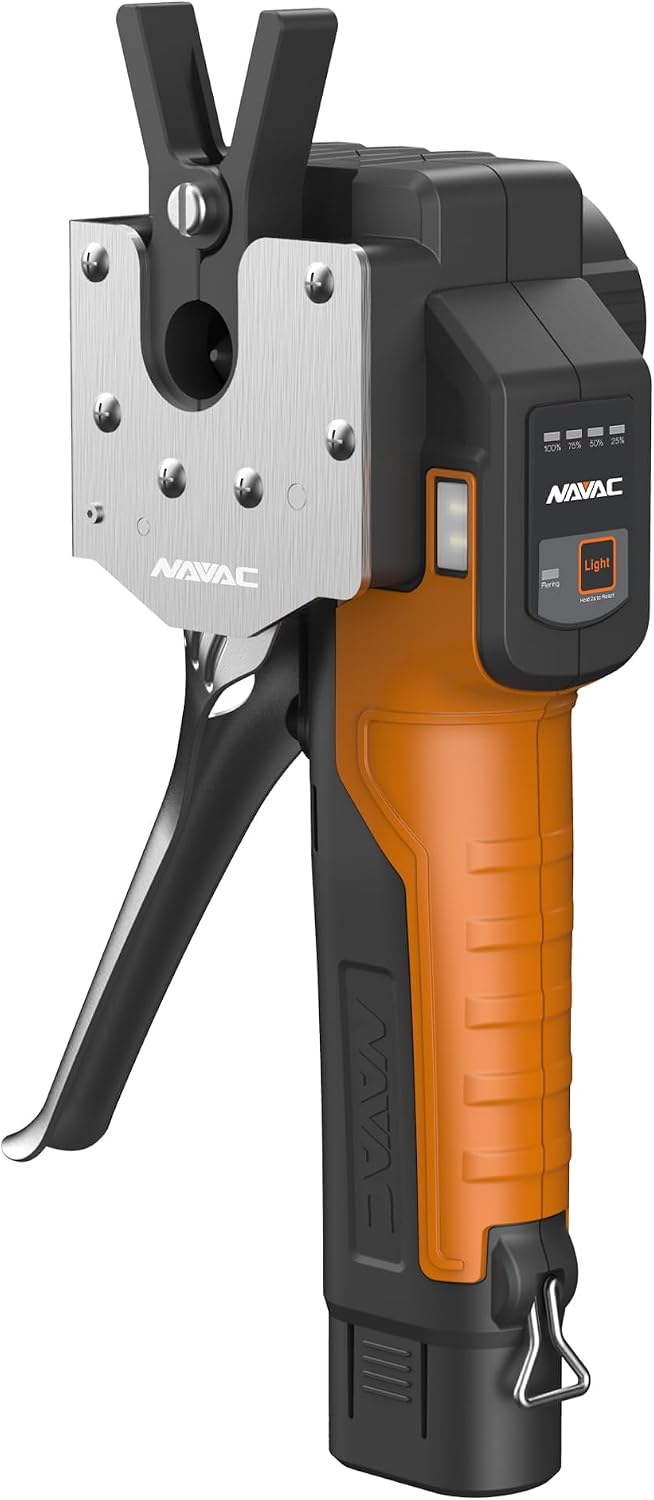 NAVAC NEF6LM BreakFree Power Flaring Tool - Flare Tool for Copper Pipe - 3/4' Max OD - Included Dies and Flare Gauge - Rechargeable Lithium Battery - Quick Charge