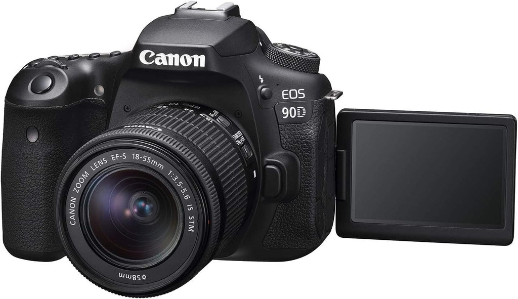 Canon EOS 90D DSLR Camera with EF-S 18-55mm f/4-5.6 is STM Lens + 420-800mm HD Super Zoom Lens Bundle with 128GB Memory + Wide Angle Lens + Telephoto Lens + 3pc Filter Kit + Extra Battery + Pro Kit