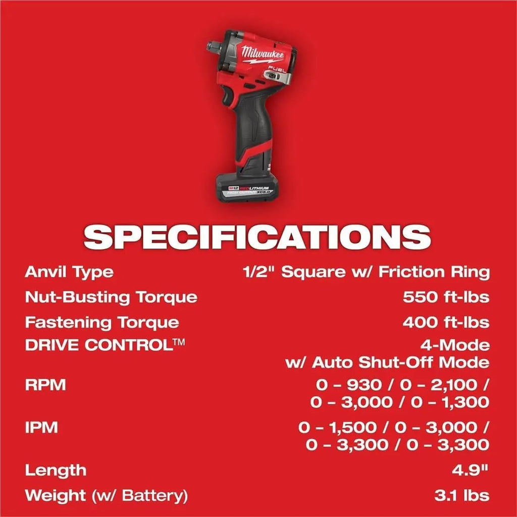 Milwaukee Electric - M12 FUELTRADE Stubby 1/2 Impact Wrench KIT