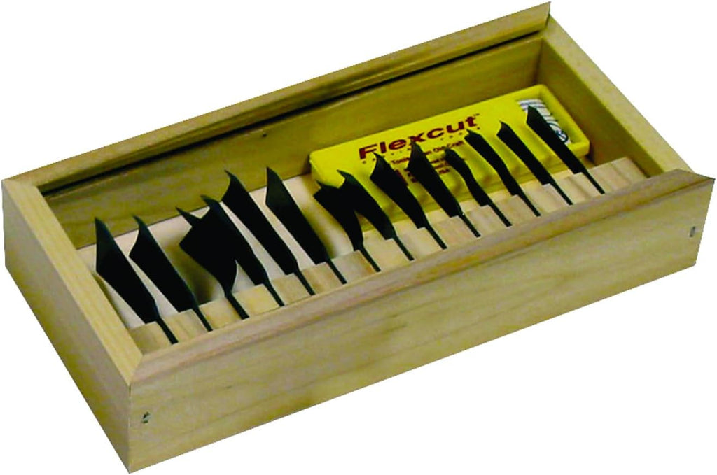 Flexcut Carving Tools | Power Gouge Set of 14 | 1095 High Carbon Steel Blades | RG100 | Carving Kit Made in the U.S.A