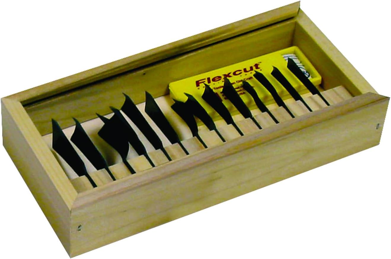 Flexcut Carving Tools | Power Gouge Set of 14 | 1095 High Carbon Steel Blades | RG100 | Carving Kit Made in the U.S.A