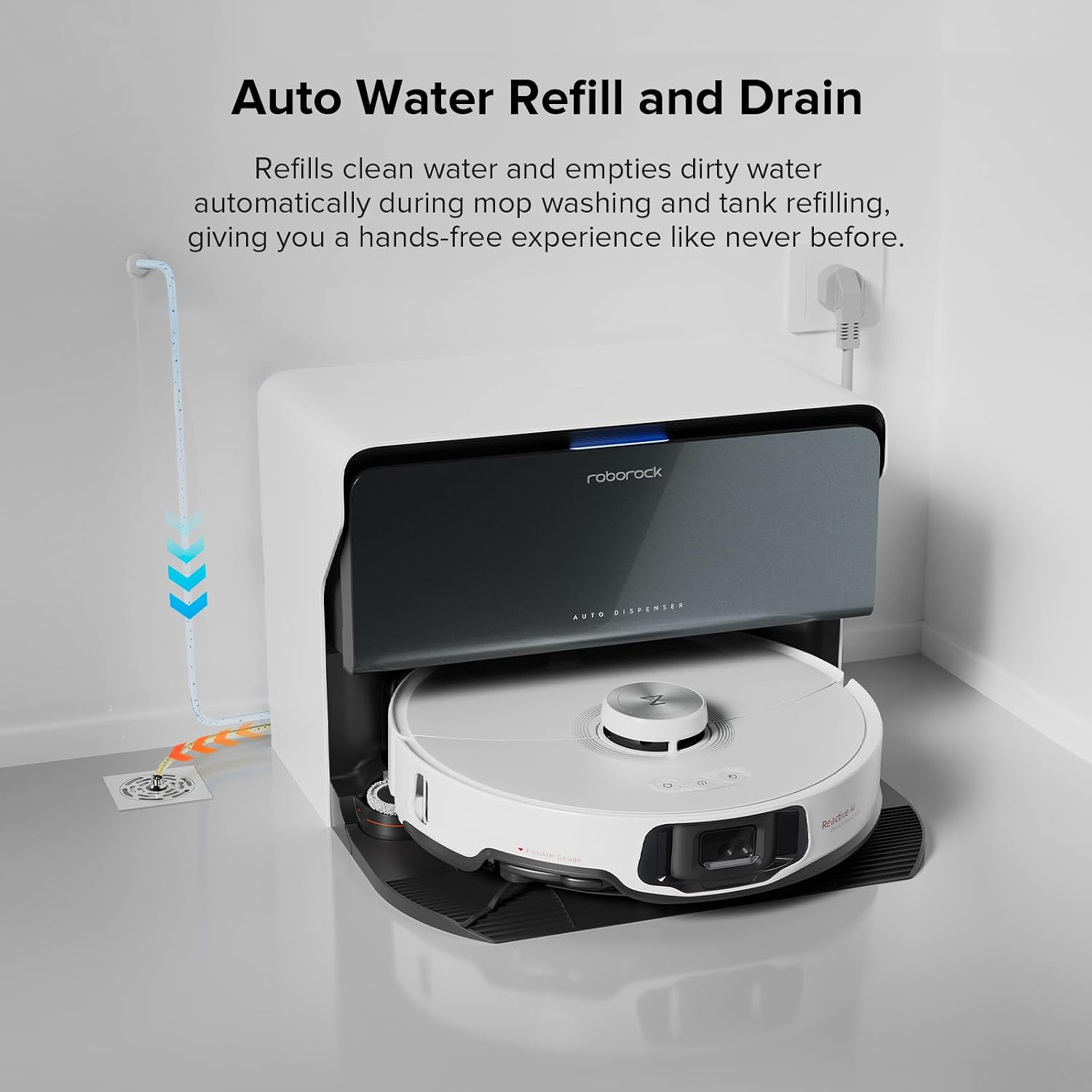 roborock S8 MaxV Ultra with Refill & Drainage System Robot Vacuum and Mop, Check Installation Space First, FlexiArm Design, Auto Mop Wash&Dry 10000Pa Suction, Obstacle Avoidance, 20mm Auto Mop Lifting