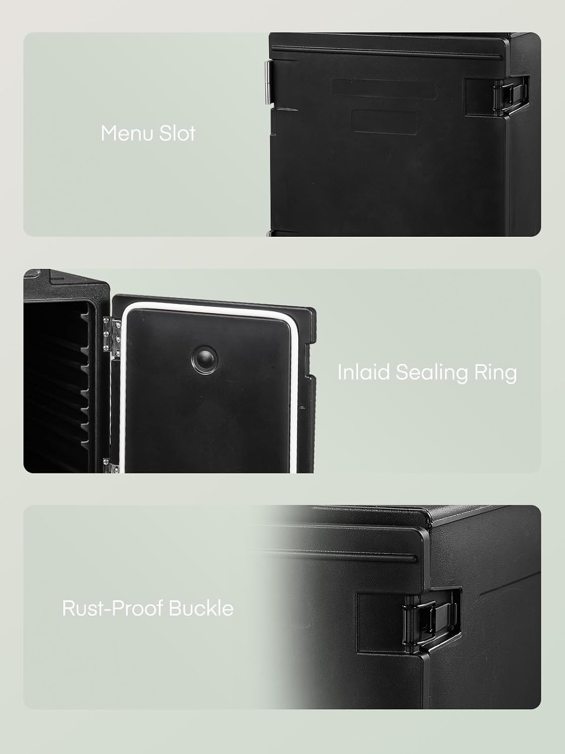 Catering Food Warmer w/Wheels, 82QT Insulated Food Pan Carrier, LLDPE Food Warmer Box for 5 Full-Size Pan, Stackable, Front Loading Food Box Carrier w/Handles, Hot Boxes for Catering,Party
