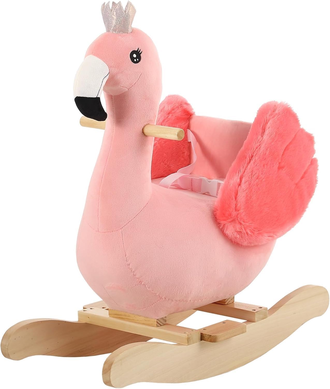 FUNLIO Flamingo Baby Rocking Horse for Toddlers 6 Months to 3 Years, Cute & Graceful Pink Swan Rocker for Baby Girl, Stuffed Plush Ride-on Rocking Animal, Easy to Assemble, CPC & CE Certified