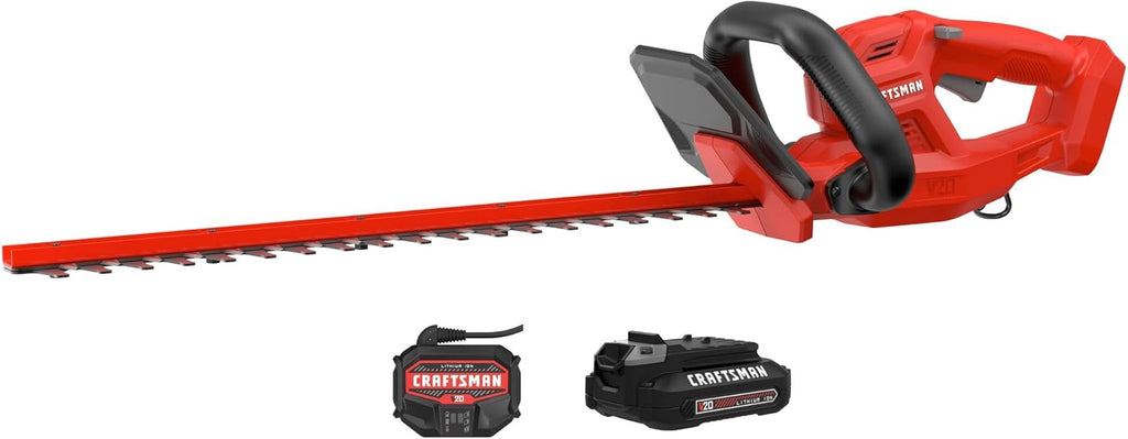 CRAFTSMAN V20 Cordless Hedge Trimmer with Battery and Charger Included, 20 in. Blade, Rechargeable Bush Trimmer Cordless, Lightweight (CMCHT810C1)