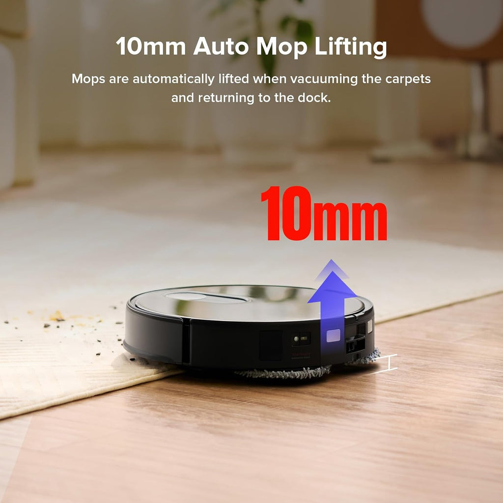 roborock Qrevo Slim Robot Vacuum and Mop Combo, 8.2cm Ultra-Slim, 3D Sensing Tech, Advanced Obstacle Recognition, Powerful Suction, FlexiArm Side Brush & Mop, Auto Mop Washing & Drying, Self-Emptying