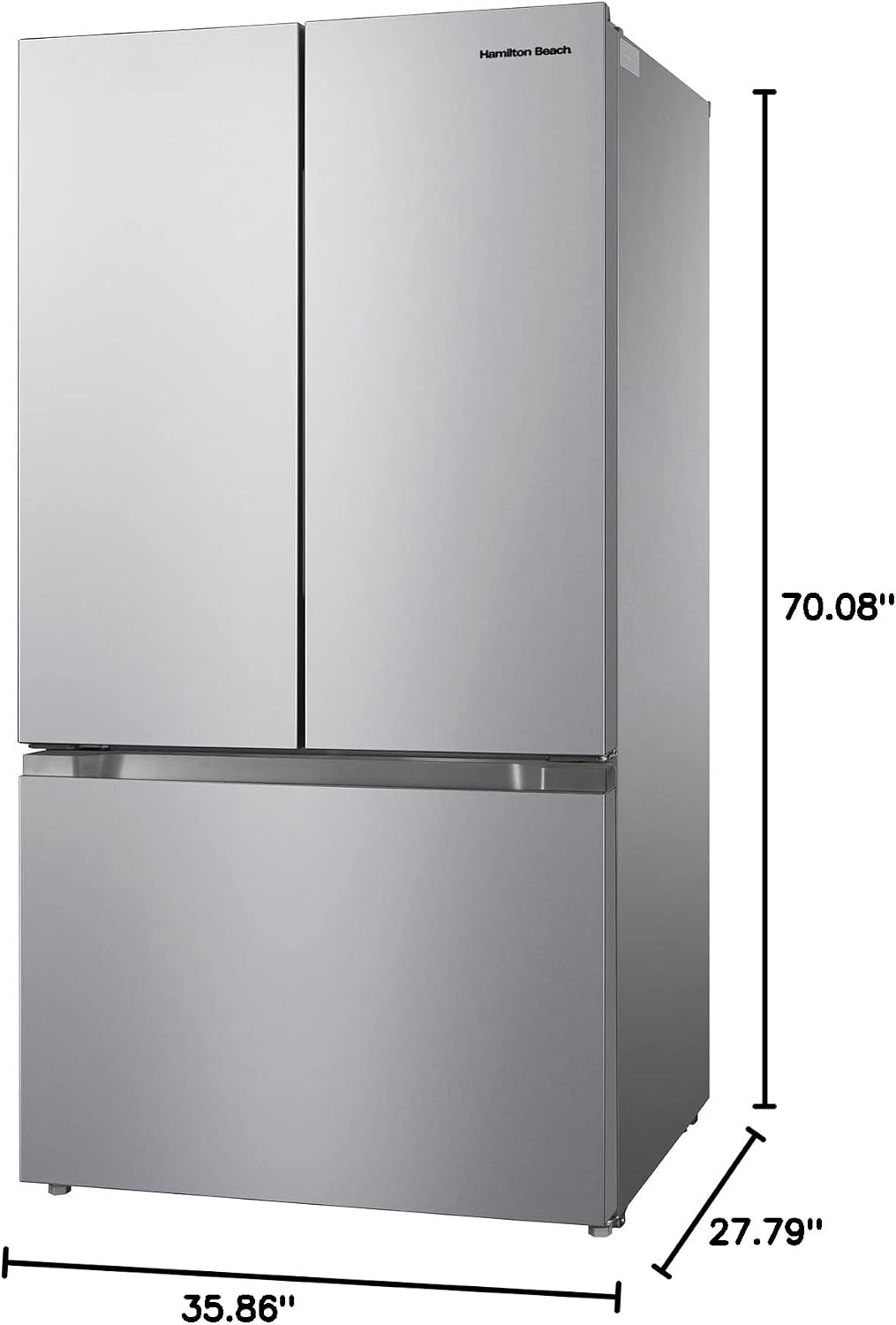 Hamilton Beach HBF2067 French Door Full Size Refrigerator with Freezer Drawer, 20.3 cu ft, Stainless Steel