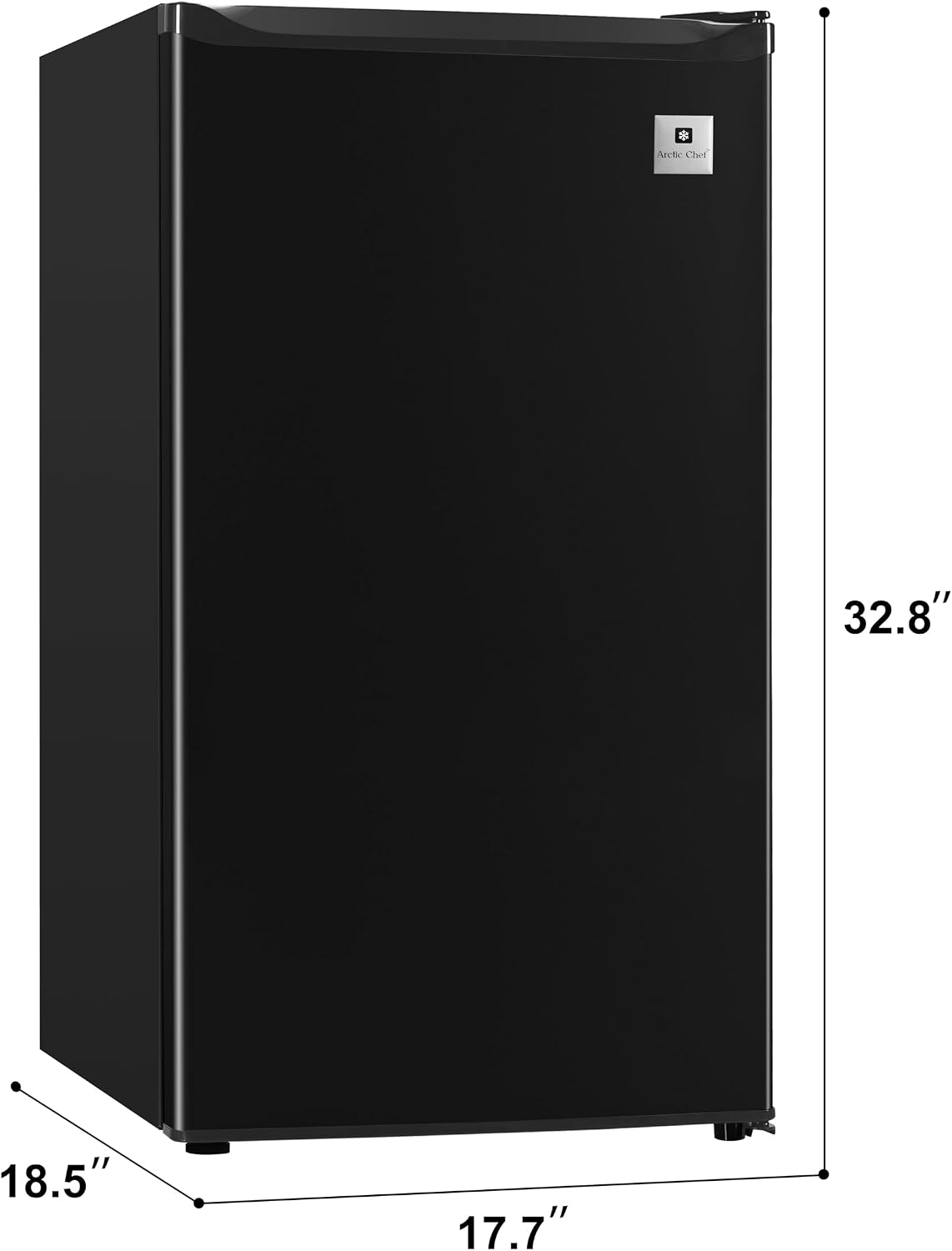 ARCTIC CHEF Mini Refrigerator-Freezer Compartment-Adjustable Thermostat Control-Reversible Doors-Ideal for Dorm, Office, RV, Garage, Apartment-Black, 3.2 CU.FT