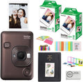 Fujifilm Instax Mini LiPlay Instant Camera | Bronze, Bundled with Instax Mini Instant Film | 40 Exposures + Album, Borders, Stickers & Clips + Cleaning Cloth (4 Items)