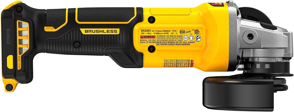 DEWALT 20V MAX Cordless 4 1/2 Inch Slide-Switch Power Angle Grinder, Bare Tool Only (DCG407B)