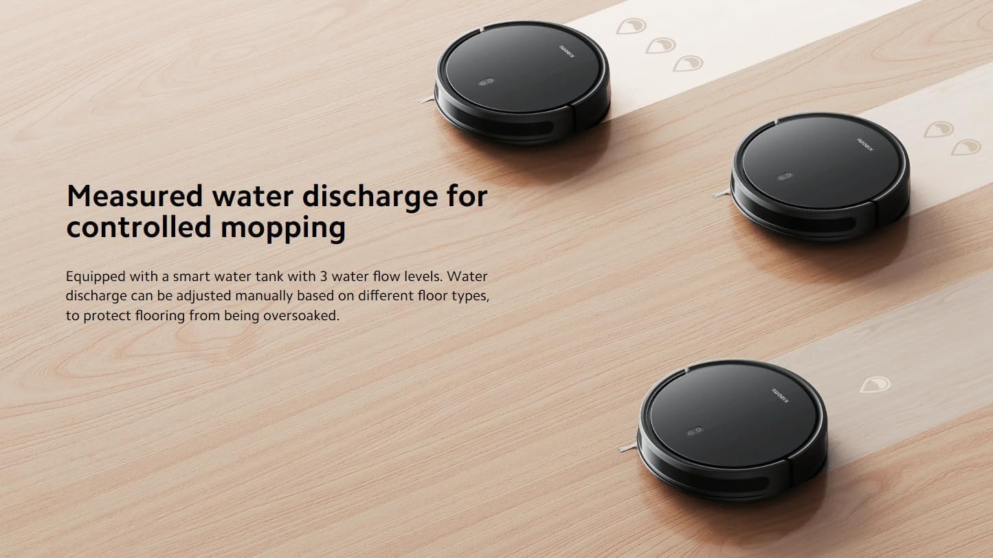Xiaomi Robot Vacuum E10C, 3500Pa Powerful Suction Fan Blower, Combination of Multiple sensors, App Control, Smart Water Tank, Black
