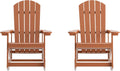 Flash Furniture Savannah Poly Resin Wood Adirondack Rocking Chair - All Weather Red Polystyrene - Stainless Steel Hardware - Set of 2