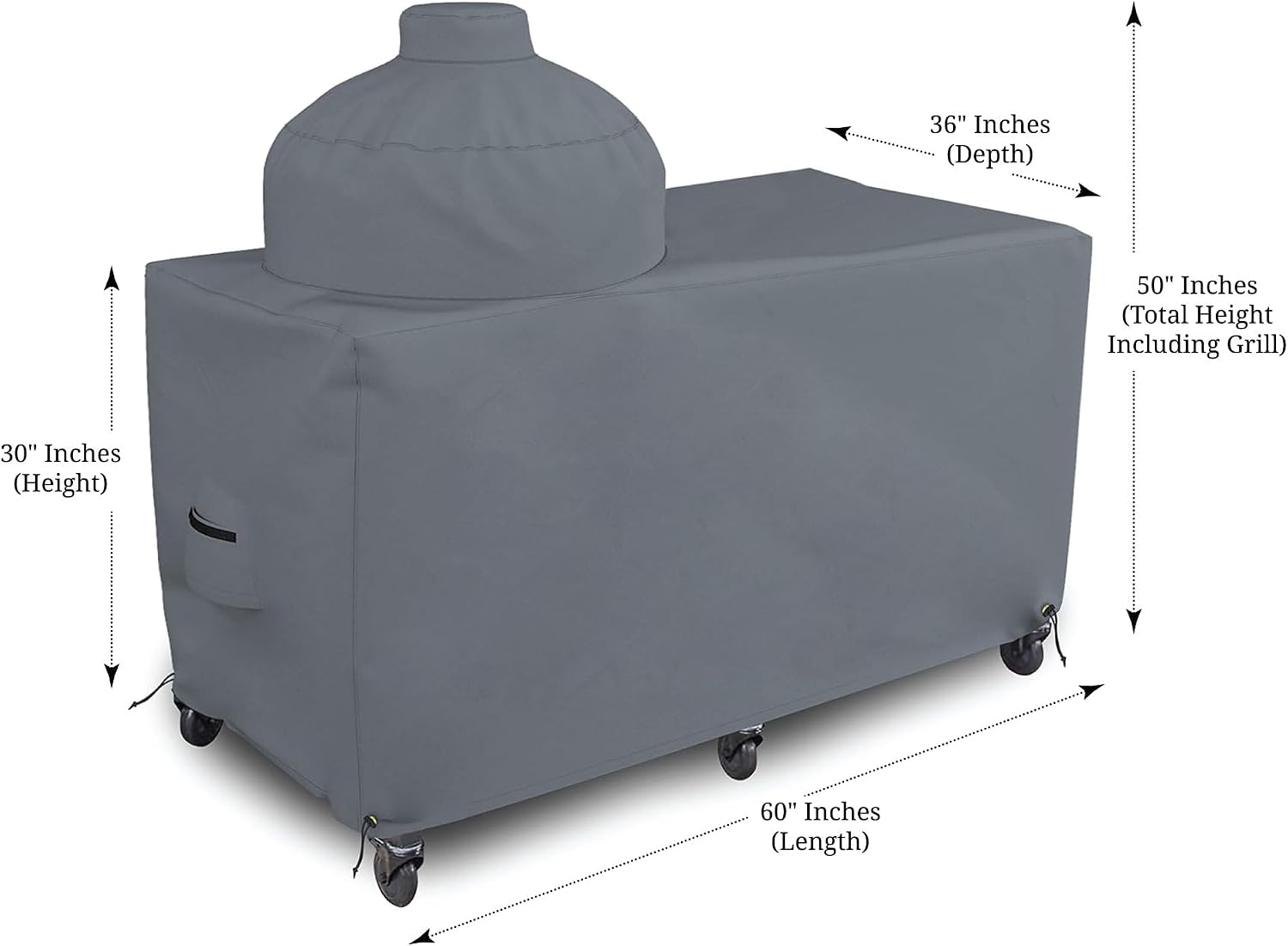 Covers & all Big Egg Grill Cover, 12 Oz Waterproof UV & Weather Resistant, PVC Coated Outdoor Cover with Air Vents & Drawstrings (60' L x 36' D x 50' H, Grey)