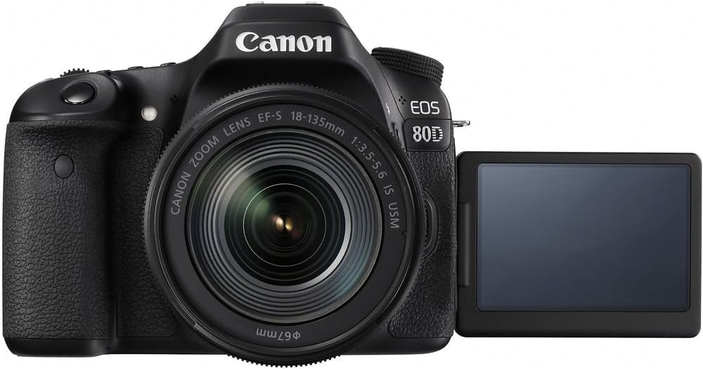 Canon EOS 80D DSLR Camera with 18-135mm Lens (1263C006), 64GB Memory Card, Case, Corel Photo Software, 2 x LPE6 Battery, Charger, Card Reader, LED Light, Filter Kit + More