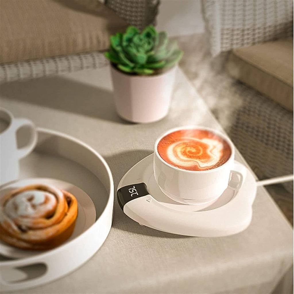 Coffee Mug Warmer Smart Temperature Settings Desk Settings 20 Watt Electric Beverage Warmer (Color : Green) (White)