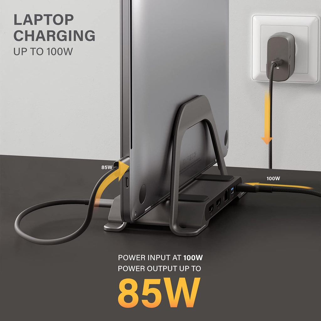 ALOGIC Bolt Plus USB C Laptop Docking Station w/ Stand, 10-in-1 4K Dual Monitor Dock w/ 2 HDMI, 3 USB, SD/TF, 100W Charging, Gigabit Ethernet, 3.5mm Audio, Aluminum Stand for MacBook, Windows Laptop
