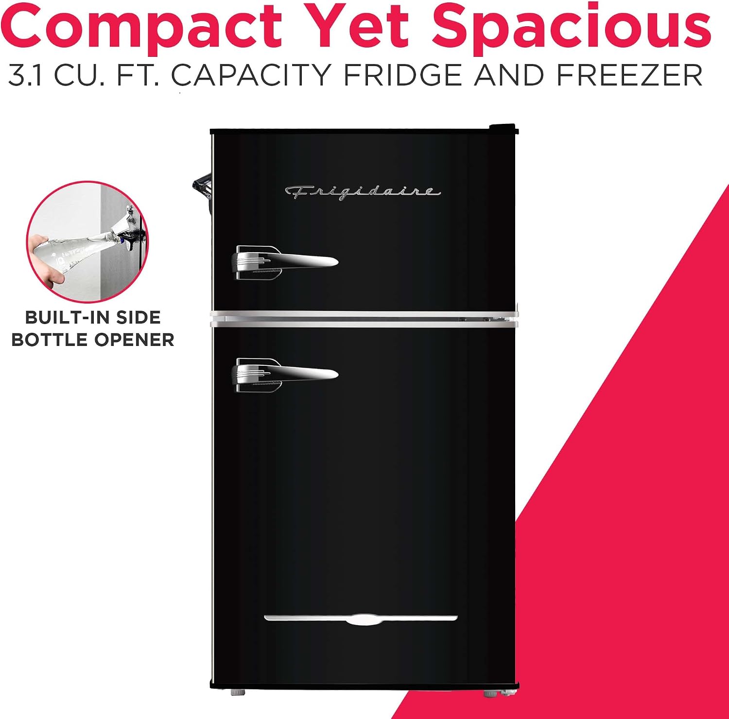 Frigidaire EFR840 Retro Mini Fridge with Freezer & Side Bottle Opener - Small 2 Door Refrigerator for Office Bar or College Dorm Room - 3.2 Cu Ft, Black
