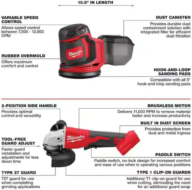 Milwaukee M18 18V Cordless Power Tool Combo Kit, 8-Tool Set, 3 Batteries, 2 Tool Bags, Charger Included