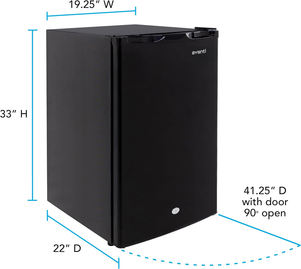 Avanti AR44 4.4 cu. ft. Compact Refrigerator, in Stainless Steel, Black