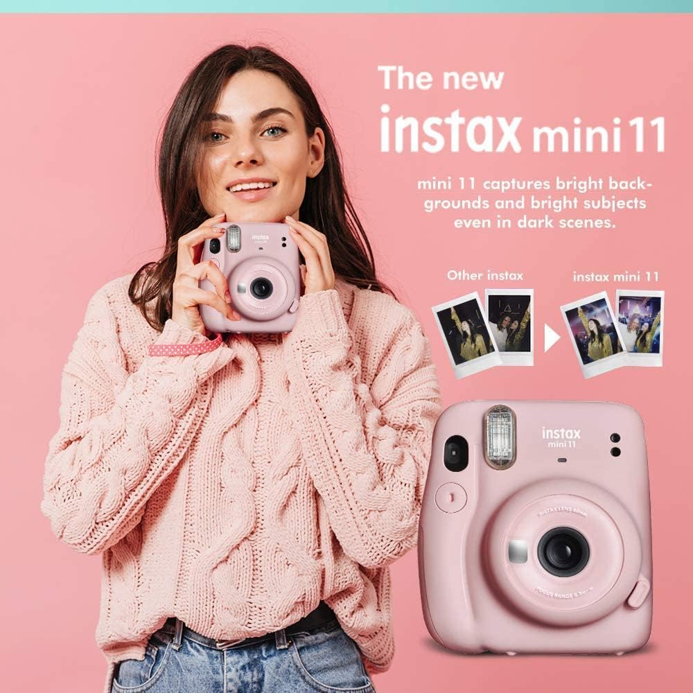 Fujifilm Instax Mini 11 Instant Camera Lilac Purple + Fuji Film Value Pack (40 Sheets) + Shutter Accessories Bundle, Incl. Compatible Carrying Case, Quicksand Beads Photo Album 64 Pockets