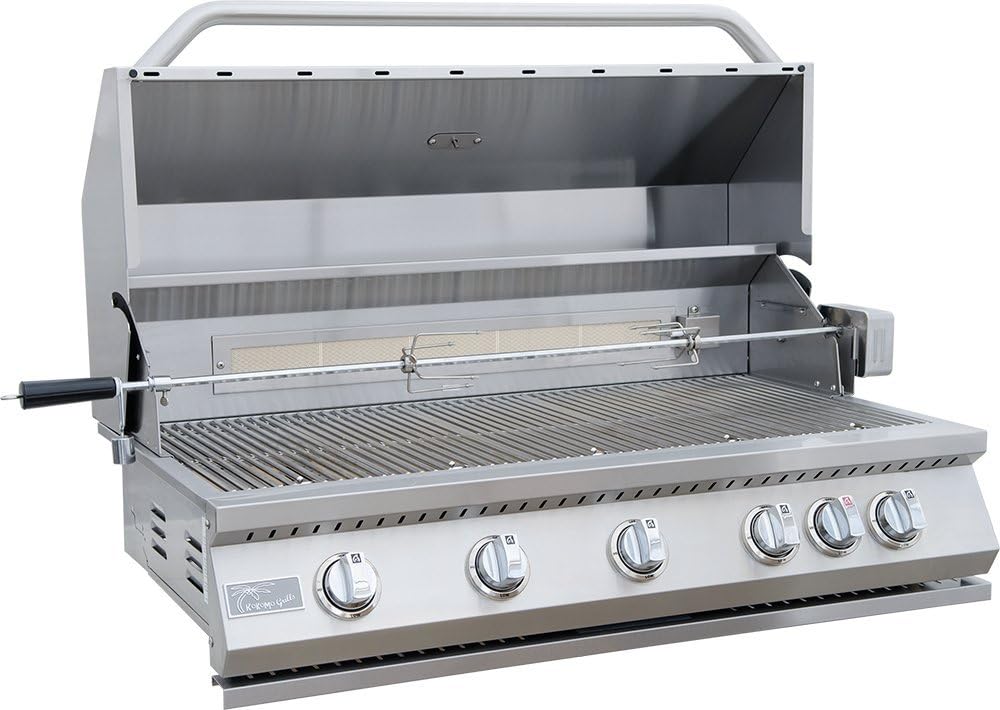Kokomo BBQ Grill Rotisserie Kits for 5 Burner | Heavy Duty Stainless Steel Rotisserie Kits with 120V Motor | Adjustable Spit Rod with Handle for Grills, Charcoal Spit, Backyard, Outdoor Party