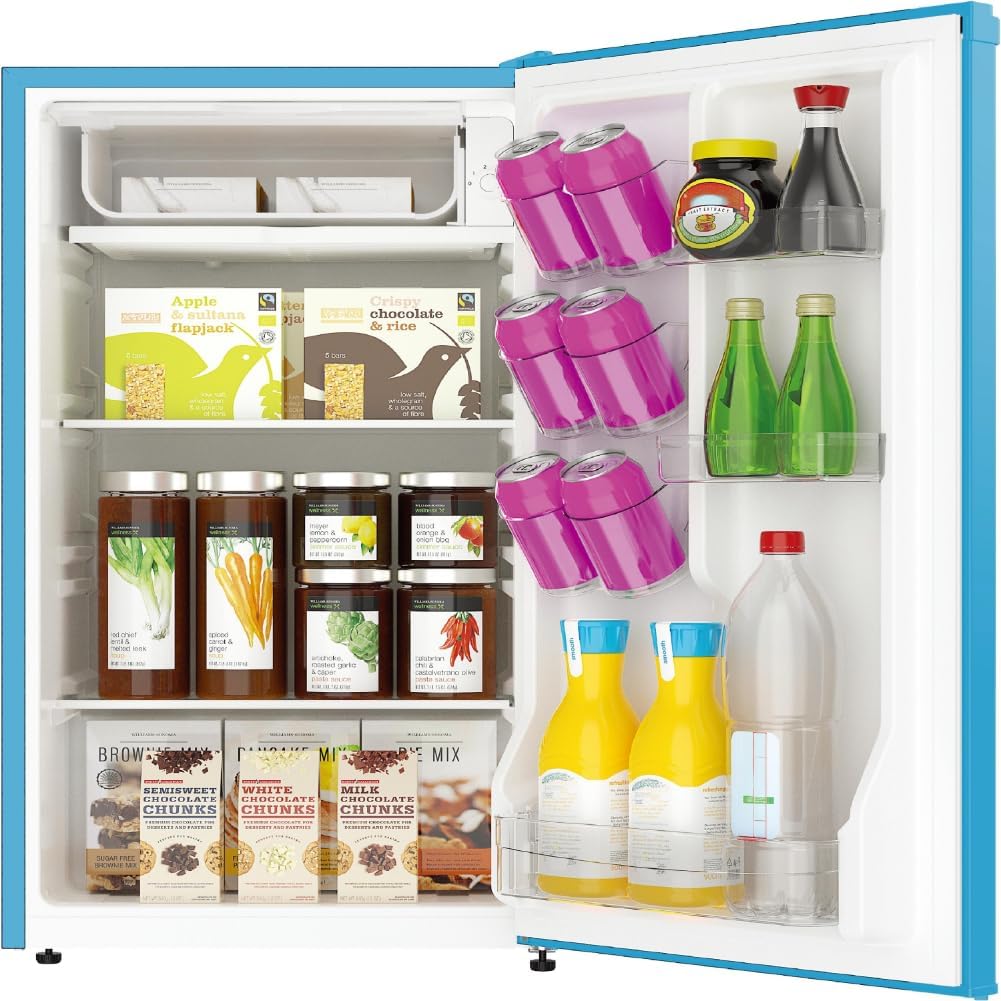 ARCTIC CHEF Mini Refrigerator-Freezer Compartment-Adjustable Thermostat Control-Reversible Doors-Ideal for Dorm, Office, RV, Garage, Apartment-BLUE, 3.2 CU.FT