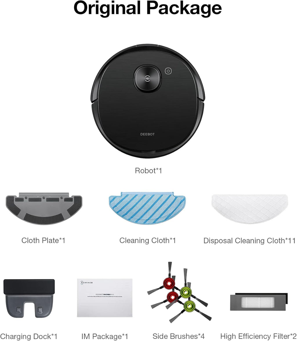 ECOVACS Deebot T8 AIVI Robot Vacuum Cleaner for Floors,Carpet, Vacumming and Mopping in One-Go, Laser Mapping, Smart AI Object Recognition, On-Demand Live Video, Custom Clean, 3+ Hours of Runtime