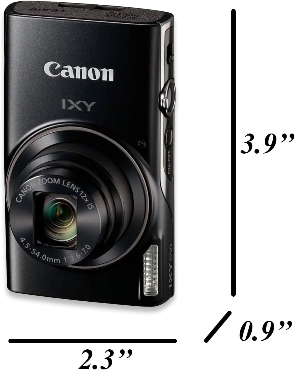 Canon Powershot IXY 650 / ELPH 360 20.2MP Point and Shoot Digital Camera (Black) w/ 6.5'' Tripod, Extra Battery, Case and 64 GB Memory (Renewed)