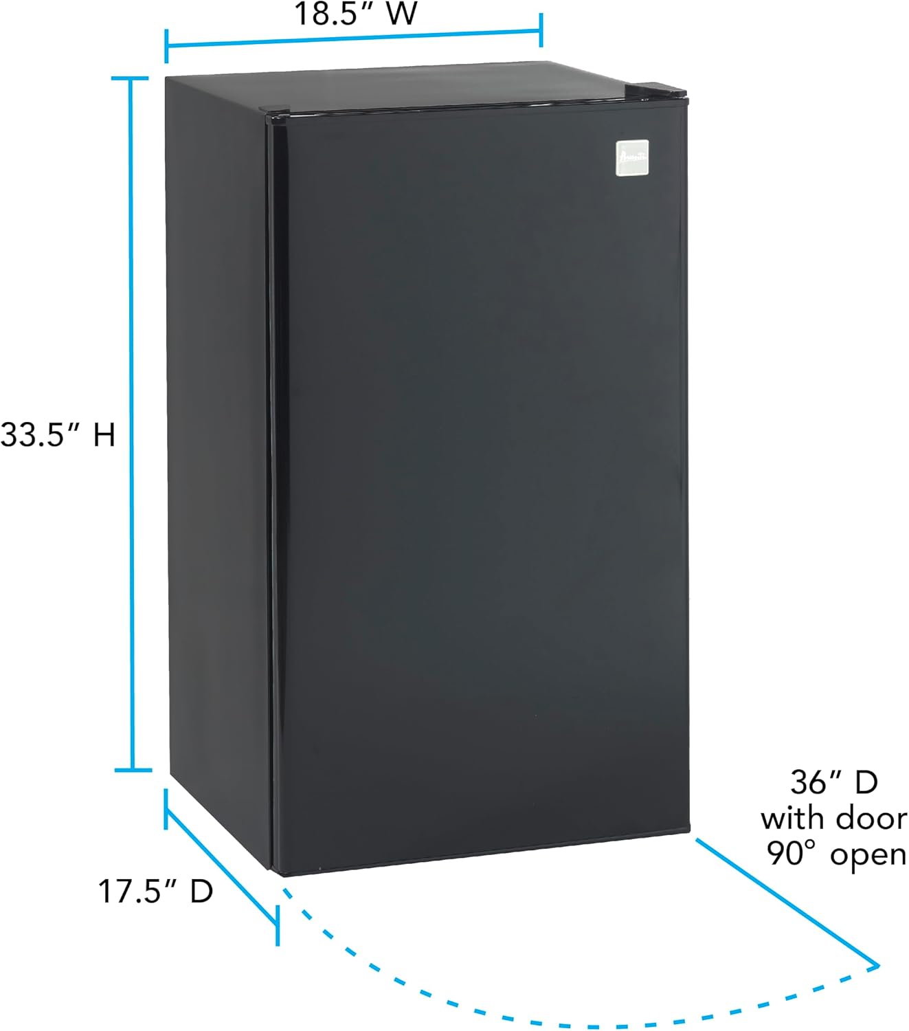 Avanti 3.3 Cu. Ft. Mini Fridge Compact Refrigerator with Adjustable Temperature, Removable Shelves, Chiller Compartment wiith Flush-Back Design, 3.3 cu.ft., Black