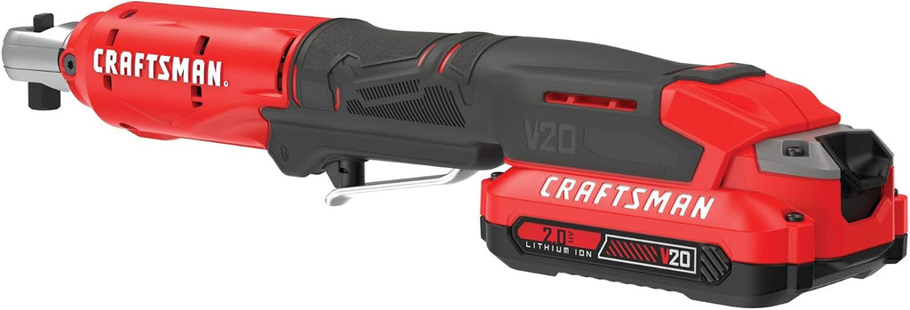 CRAFTSMAN V20 Cordless Ratchet Wrench Kit, 3/8 inch Drive, 300 RPM, up to 35 ft-lbs of Torque, Battery and Charger Included (CMCF930D1)