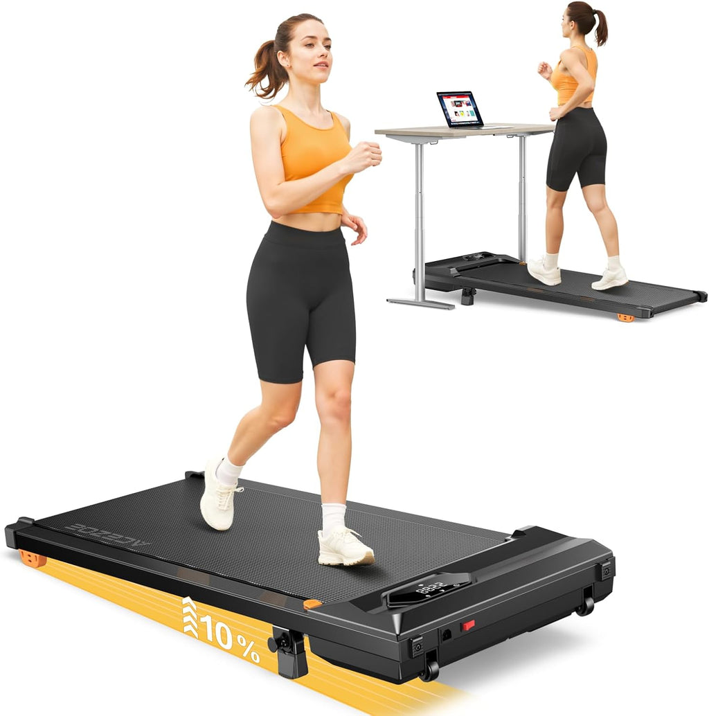 Acezoe Walking Pad Treadmill with 10% Incline, Under Desk Treadmill, Compact Portable Treadmills for Home Office, 285lbs Capacity, APP/Remote Control, Exercise Anytime, Low-Noise