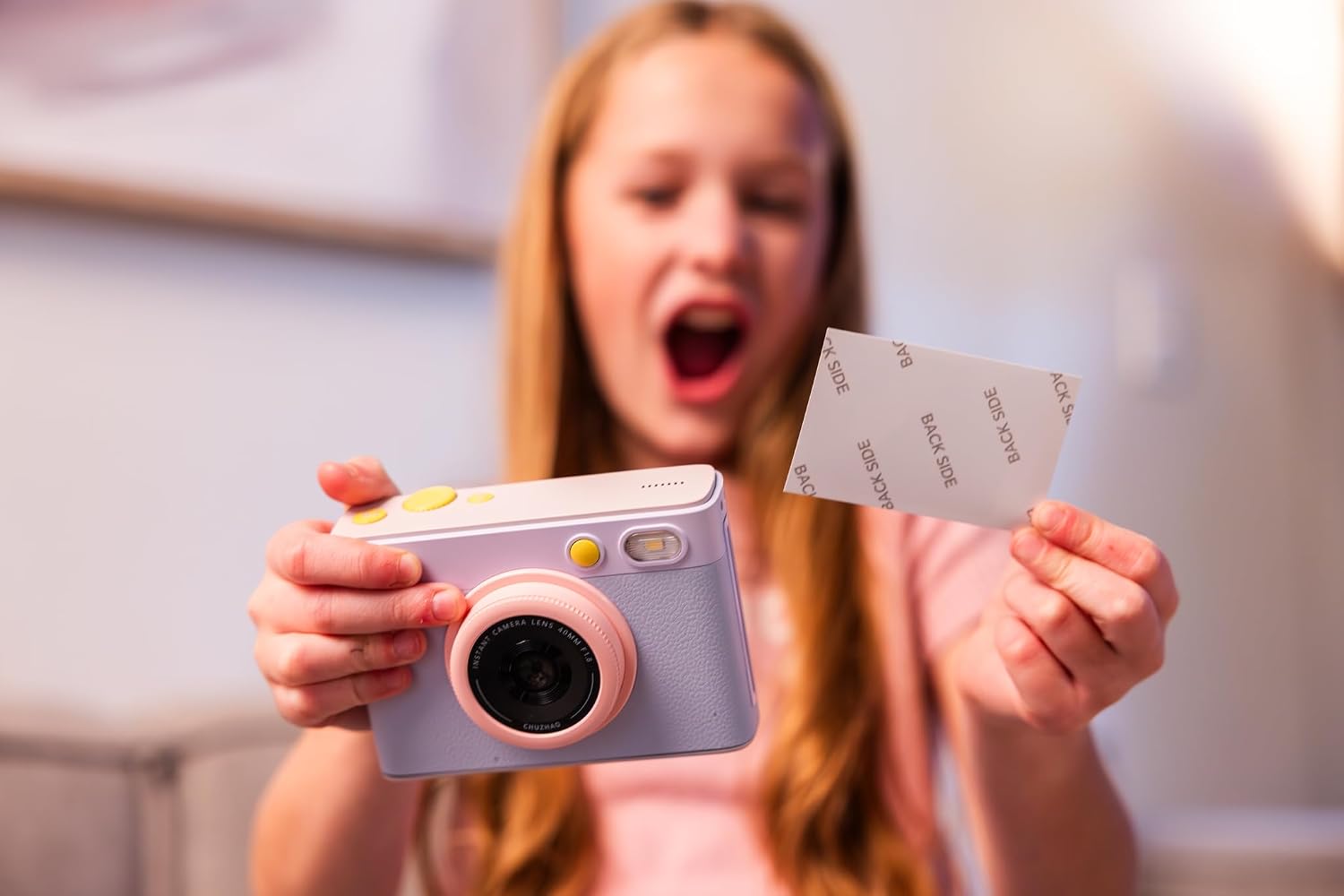 myFirst Camera Insta Lux Instant Print Camera, Real High-Definition Color Prints, WiFi Phone Printing, 5MP Dual Lens, Built-in Filters & Frames, Portable Photo Printer for Kids & Adults (Cotton Candy)